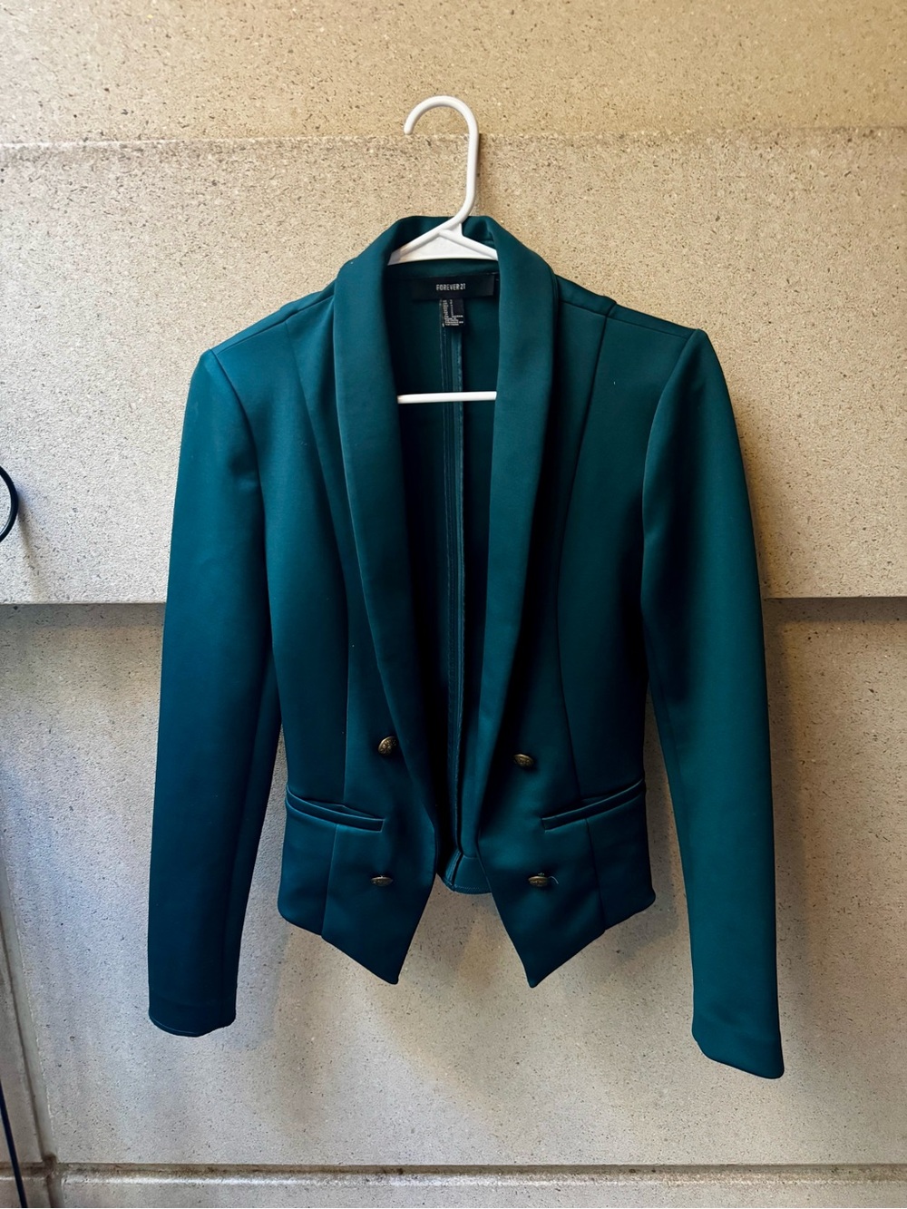 FOREVER 21 Teal Green Double-Breasted Blazer